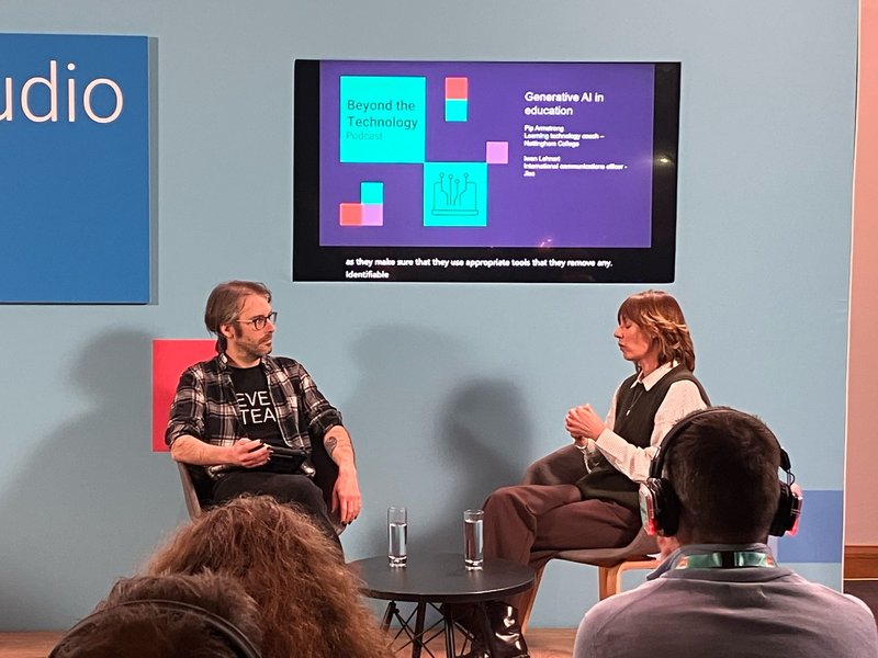 Phillippa Armstrong recording the podcast at Digifest 2025