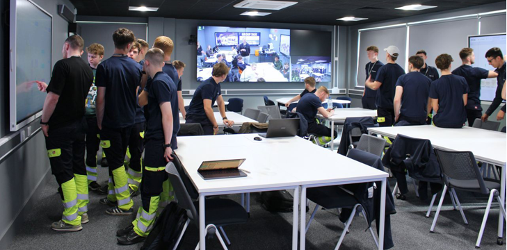 The immersive classroom being used by students.