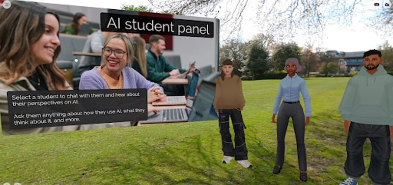 A screenshot of AI avatars in the mixed reality experience.