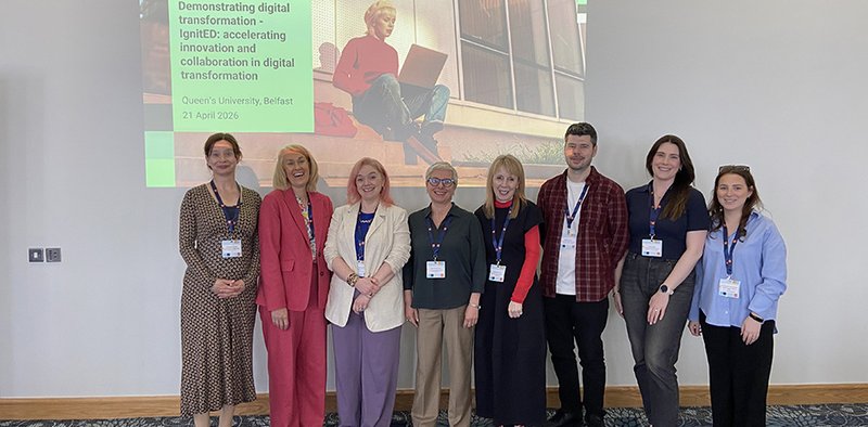 A group photo at Queens University Belfast digital transformation event