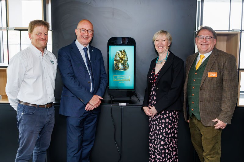 Colin Sinclair, head of library and information support at UoS, Professor Malcolm MacLeod, senior deputy principal at UoS, Heidi Fraser-Krauss, CEO of Jisc, Jason Miles-Campbell, director of Scotland and Northern Ireland at Jisc.