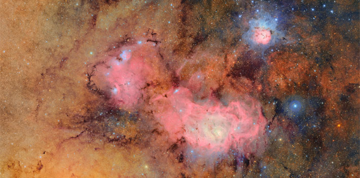 The Rubin Trifid and Lagoon Nebulas as taken by the NSF-DOE Rubin Observatory.