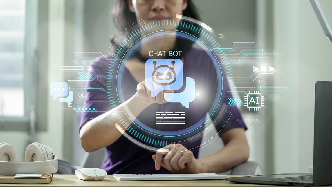 Woman using a chatbot