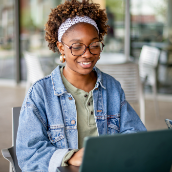 Student studying on campus