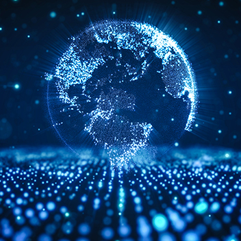 A digital depiction of planet Earth.