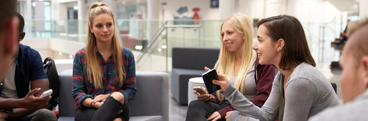 Students using wifi on campus