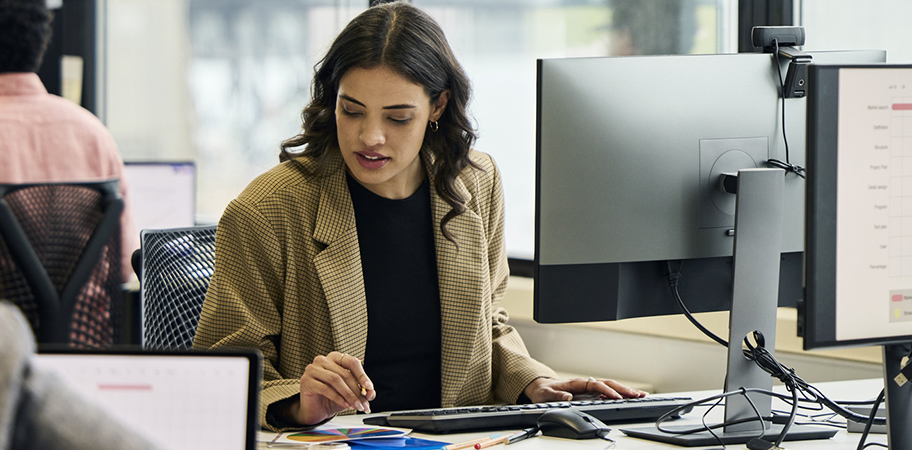 Female employee working in an office.